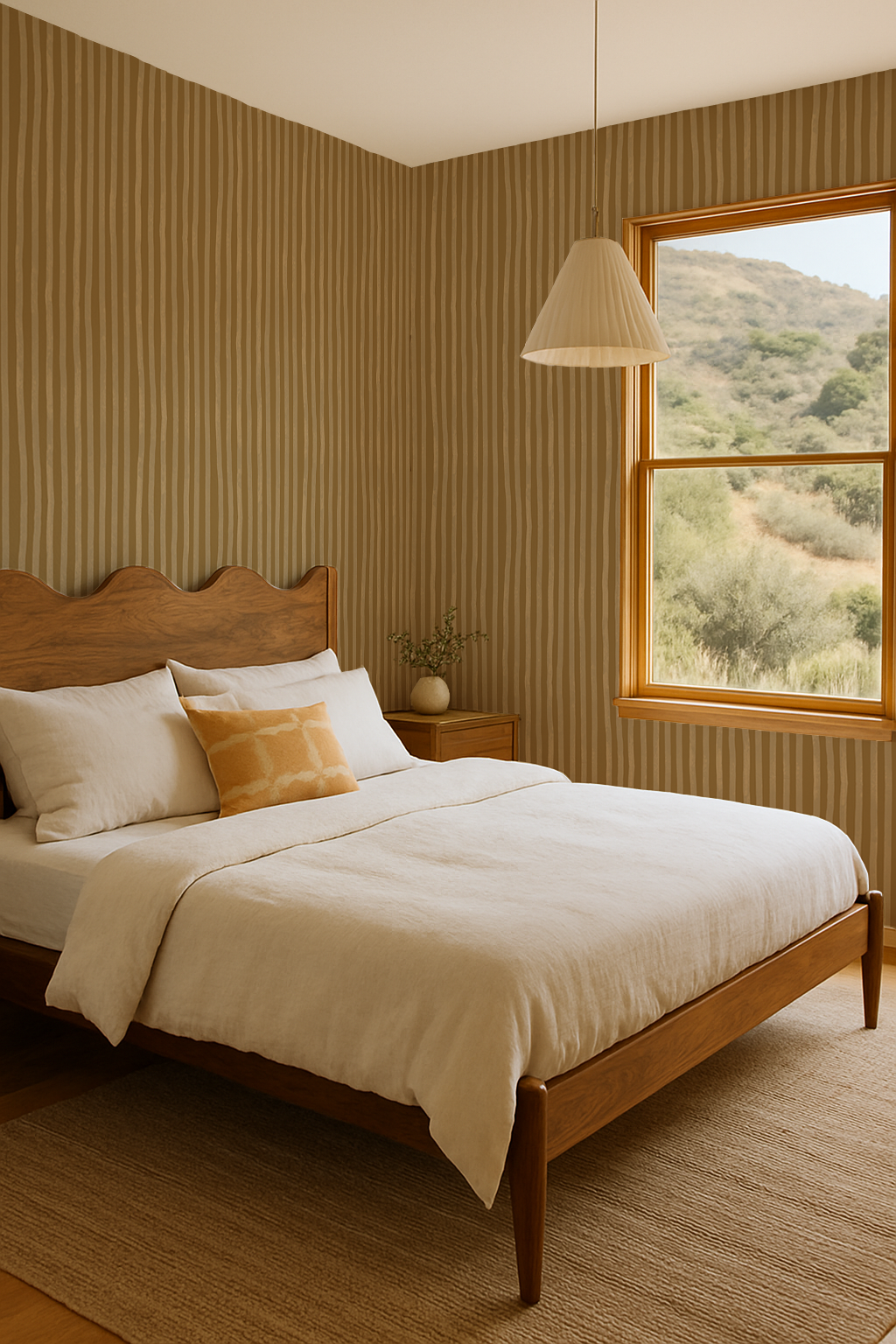 Dolce Stripe Wallpaper, mustard yellow and butter - Tampa Home & Garden Store