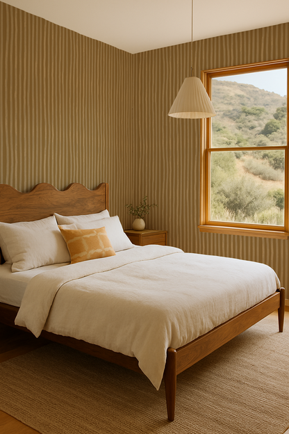 Dolce Stripe Wallpaper, mustard yellow and butter - Tampa Home & Garden Store