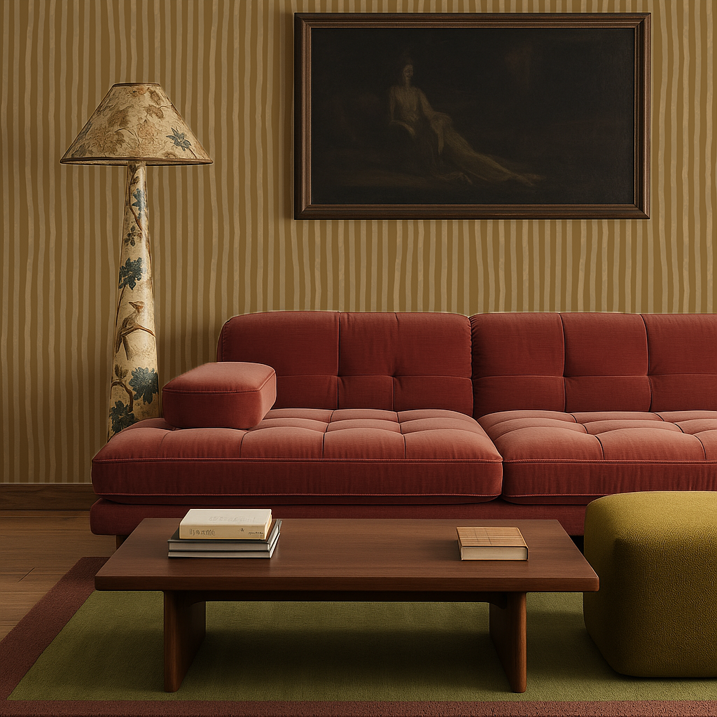 Dolce Stripe Wallpaper, mustard yellow and butter - Tampa Home & Garden Store