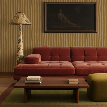 Dolce Stripe Wallpaper, mustard yellow and butter - Tampa Home & Garden Store