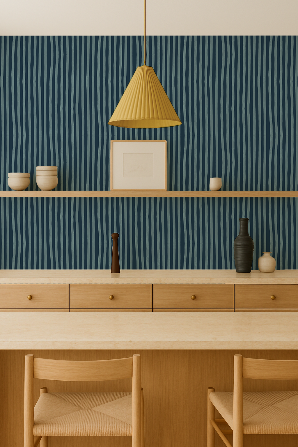 Dolce Stripe Wallpaper, navy and light blue - Tampa Home & Garden Store