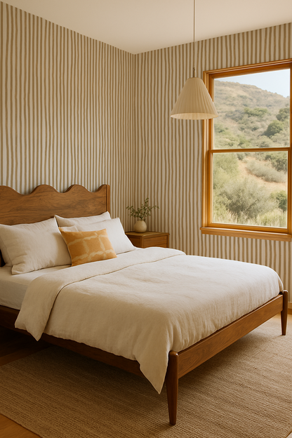 Dolce Stripe Wallpaper, off-white and butter yellow - Tampa Home & Garden Store