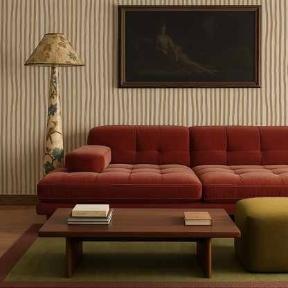 Dolce Stripe Wallpaper, off-white and butter yellow - Tampa Home & Garden Store