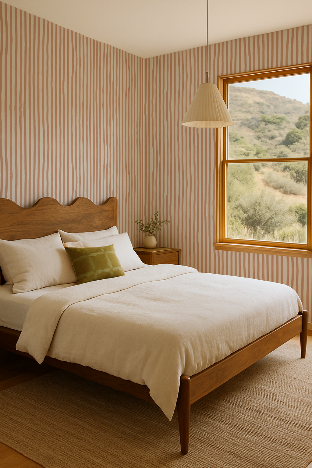 Dolce Stripe Wallpaper, off-white and peach - Tampa Home & Garden Store