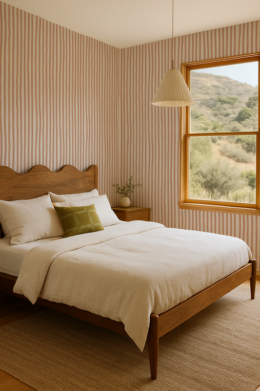 Dolce Stripe Wallpaper, off-white and peach - Tampa Home & Garden Store