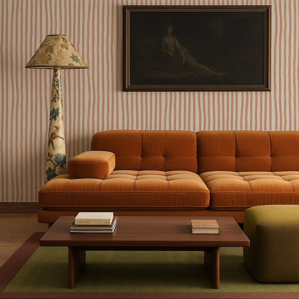 Dolce Stripe Wallpaper, off-white and peach - Tampa Home & Garden Store