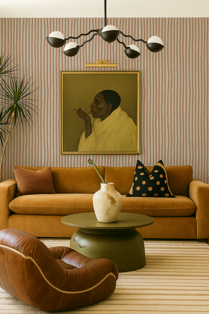 Dolce Stripe Wallpaper, off-white and peach - Tampa Home & Garden Store