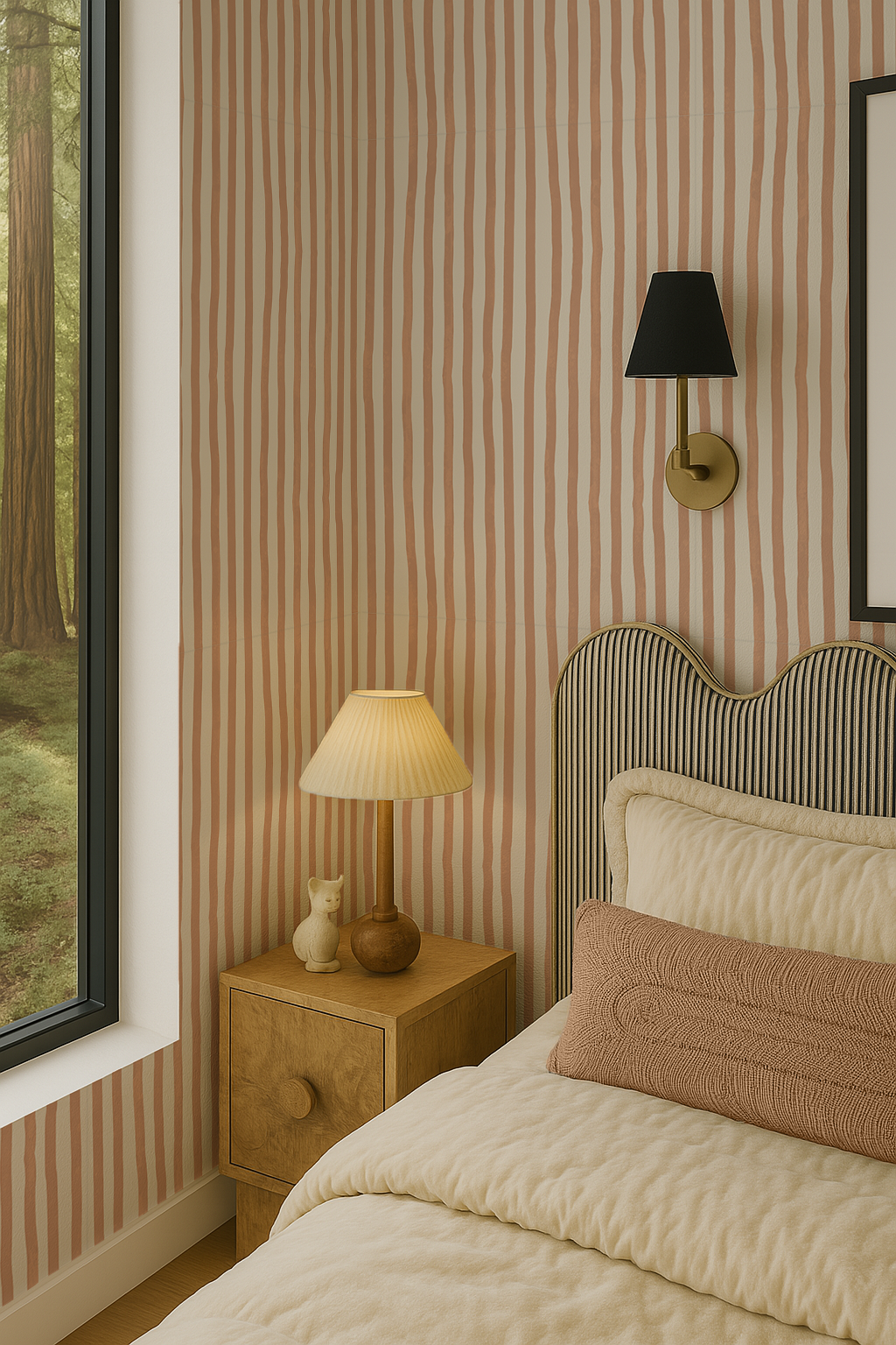 Dolce Stripe Wallpaper, off-white and peach - Tampa Home & Garden Store