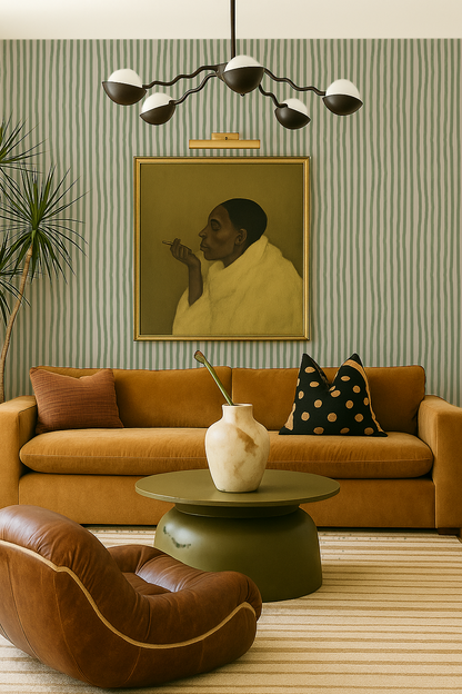 Dolce Stripe Wallpaper, off-white and sage - Tampa Home & Garden Store