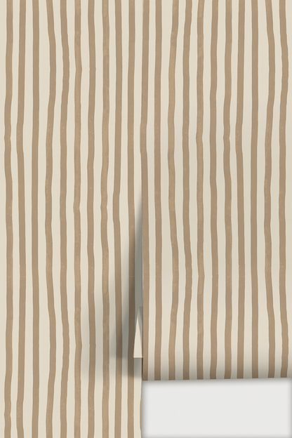 Dolce Stripe Wallpaper, off-white and tan - Tampa Home & Garden Store