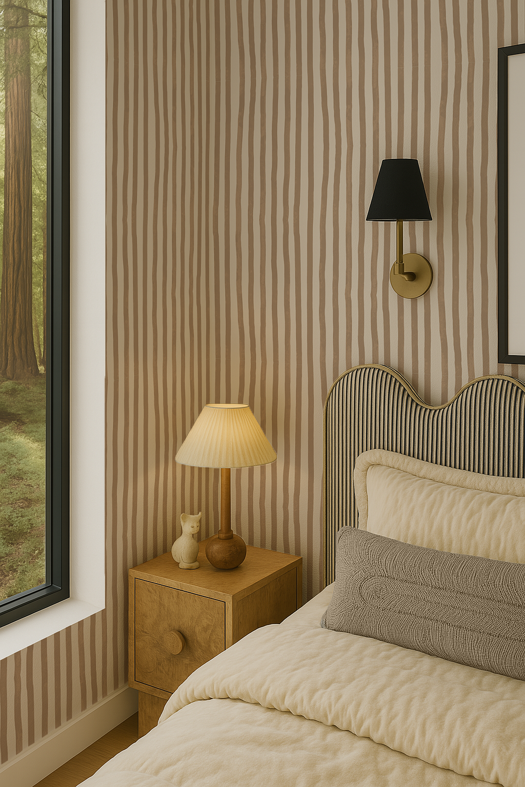 Dolce Stripe Wallpaper, off-white and tan - Tampa Home & Garden Store