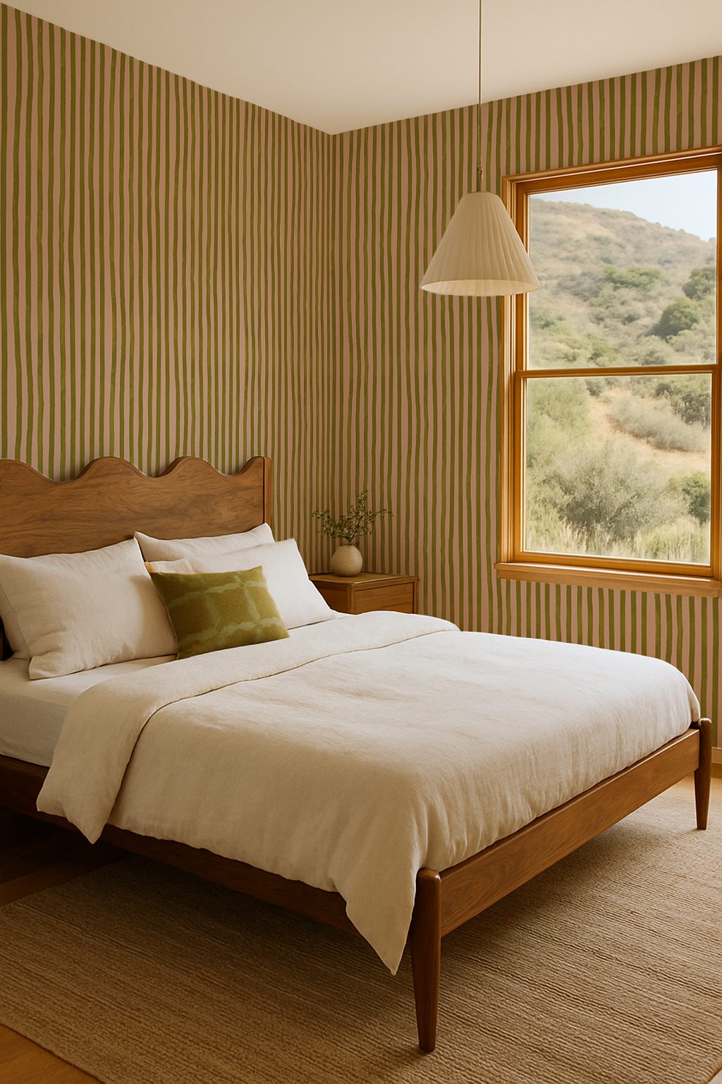 Dolce Stripe Wallpaper, peach and chartreuse - Tampa Home & Garden Store