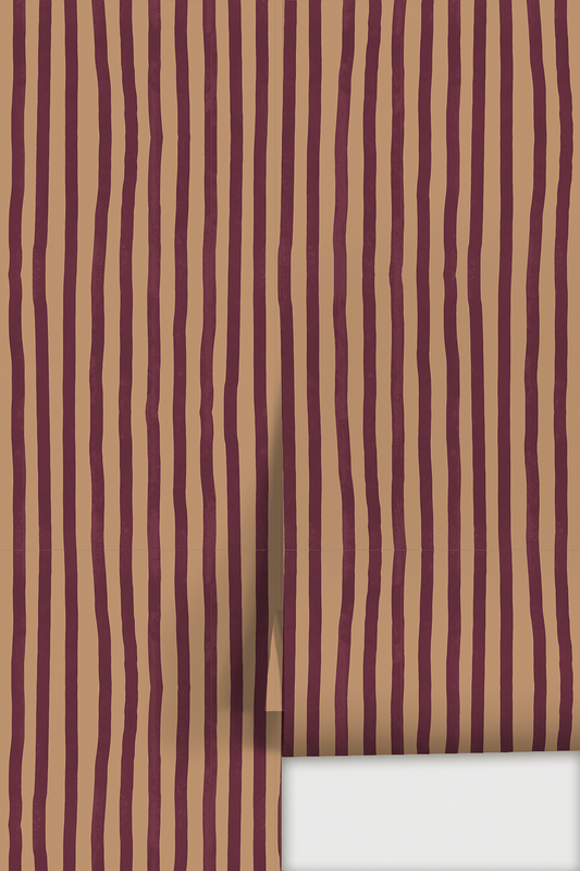 Dolce Stripe Wallpaper, peach and eggplant - Tampa Home & Garden Store