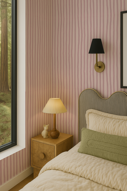 Dolce Stripe Wallpaper, primrose pink - Tampa Home & Garden Store