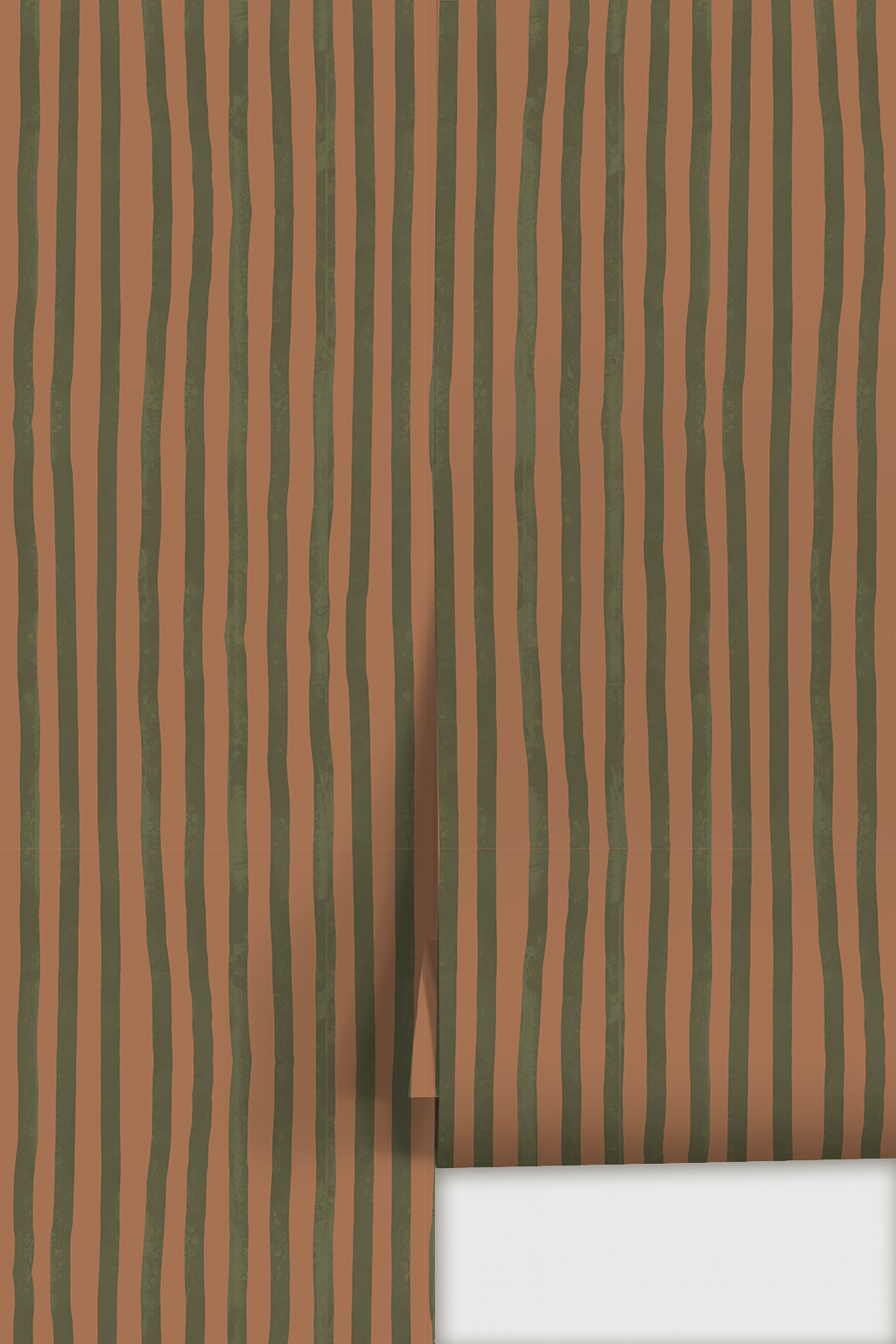 Dolce Stripe Wallpaper, terra cotta and olive - Tampa Home & Garden Store
