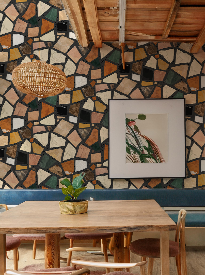 Dolce Terrazzo Wallpaper, black - Tampa Home & Garden Store