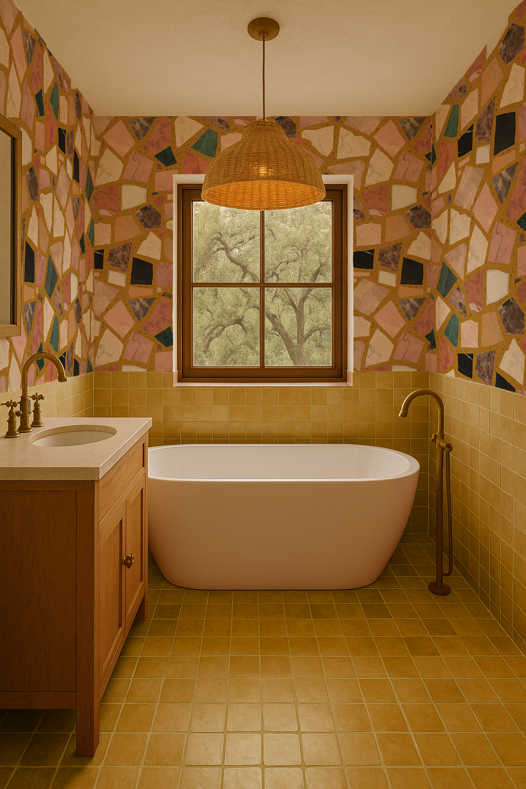 Dolce Terrazzo Wallpaper, mustard - Tampa Home & Garden Store