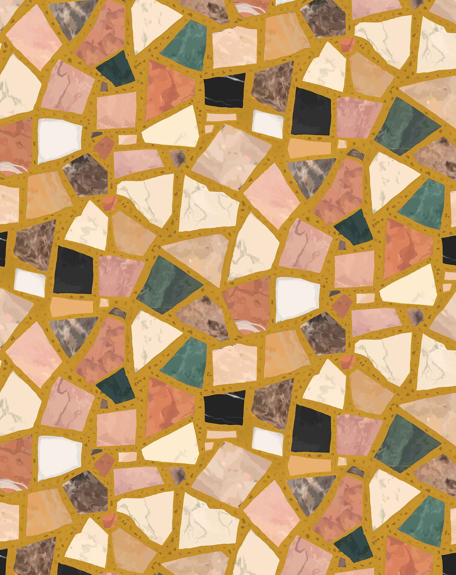 Dolce Terrazzo Wallpaper, mustard - Tampa Home & Garden Store
