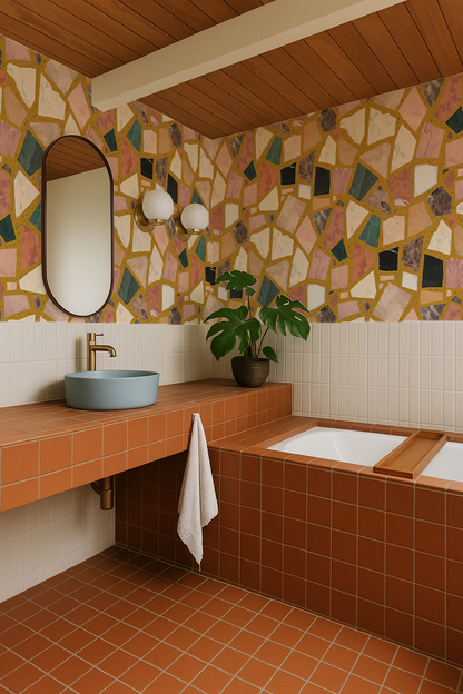 Dolce Terrazzo Wallpaper, mustard - Tampa Home & Garden Store