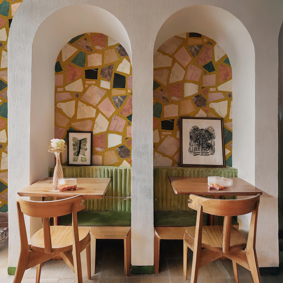 Dolce Terrazzo Wallpaper, mustard - Tampa Home & Garden Store