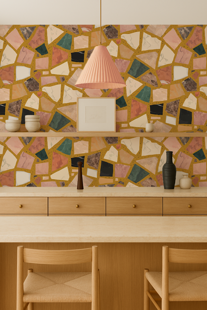 Dolce Terrazzo Wallpaper, mustard - Tampa Home & Garden Store