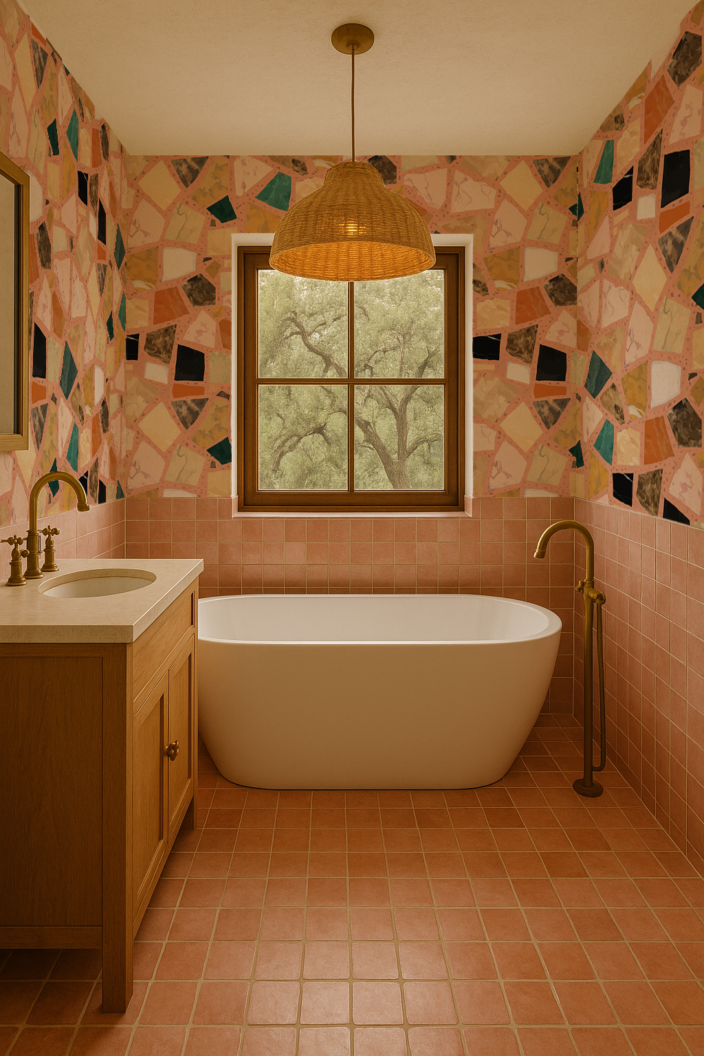 Dolce Terrazzo Wallpaper, peach - Tampa Home & Garden Store