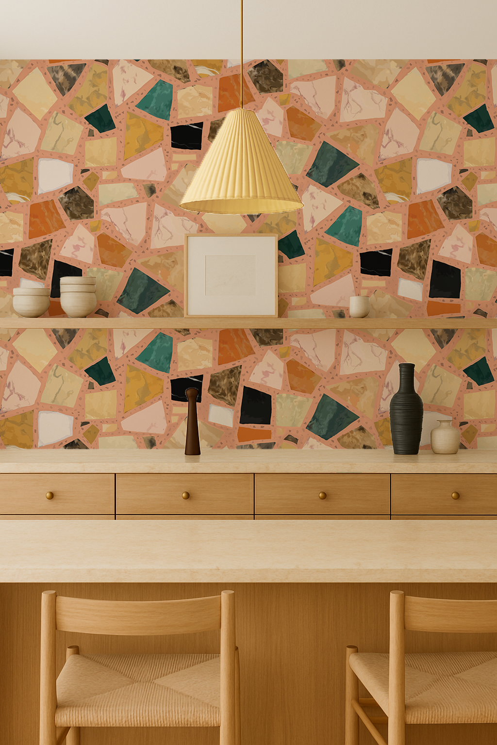 Dolce Terrazzo Wallpaper, peach - Tampa Home & Garden Store