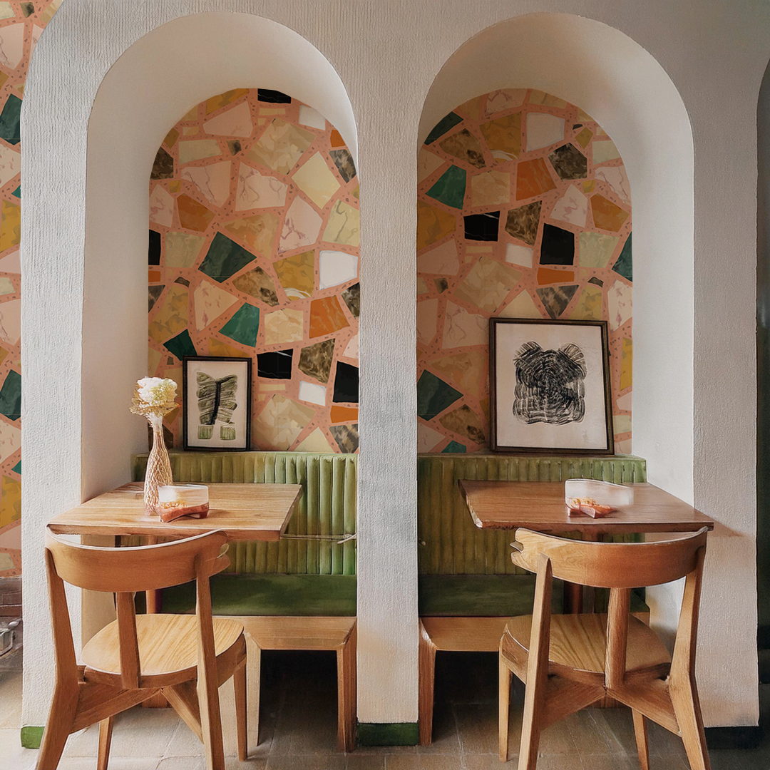 Dolce Terrazzo Wallpaper, peach - Tampa Home & Garden Store