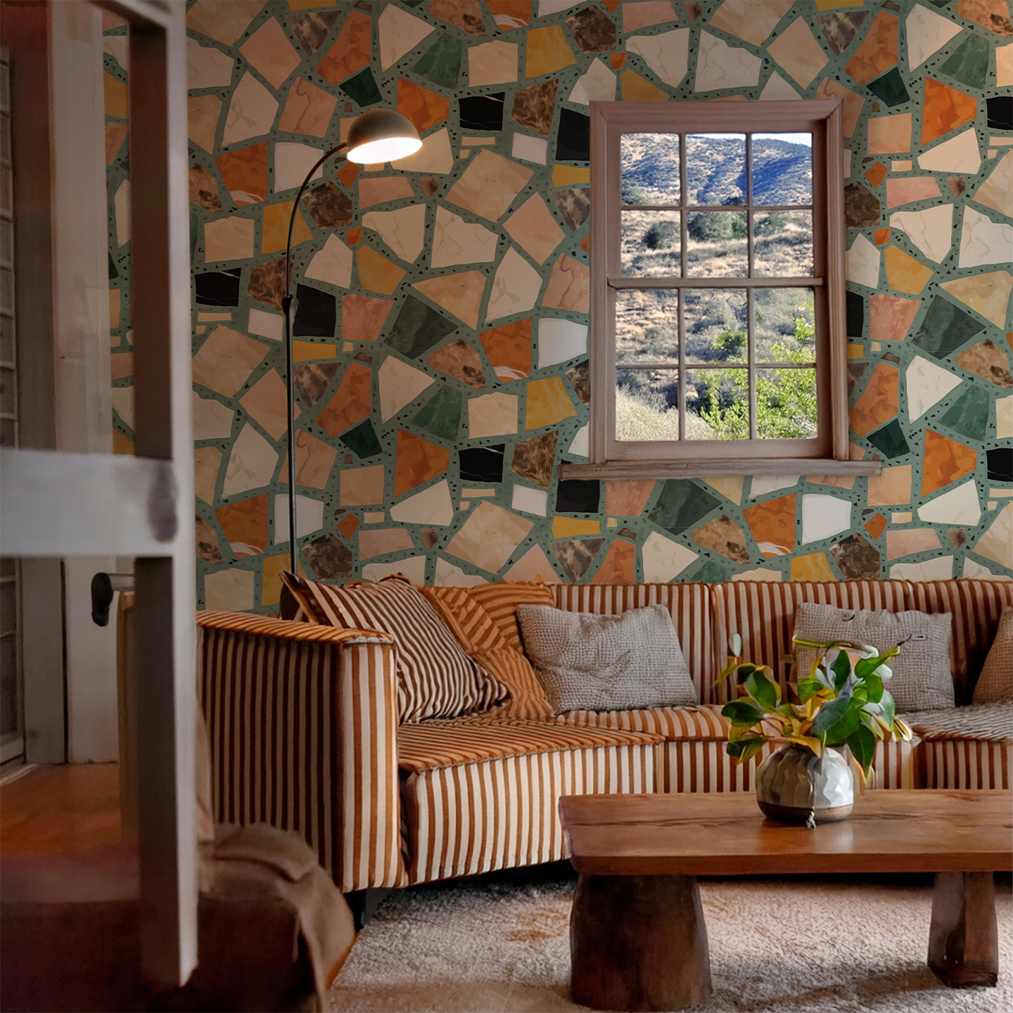 Dolce Terrazzo Wallpaper, teal - Tampa Home & Garden Store