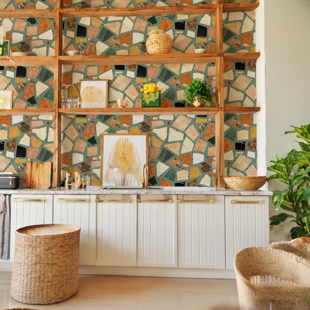 Dolce Terrazzo Wallpaper, teal - Tampa Home & Garden Store
