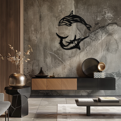 Dolphin & Marlin Metal Wall Art - Ocean-Inspired Modern Steel Decor - KAF084 - Tampa Home & Garden Store