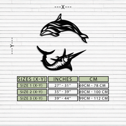 Dolphin & Marlin Metal Wall Art - Ocean-Inspired Modern Steel Decor - KAF084 - Tampa Home & Garden Store