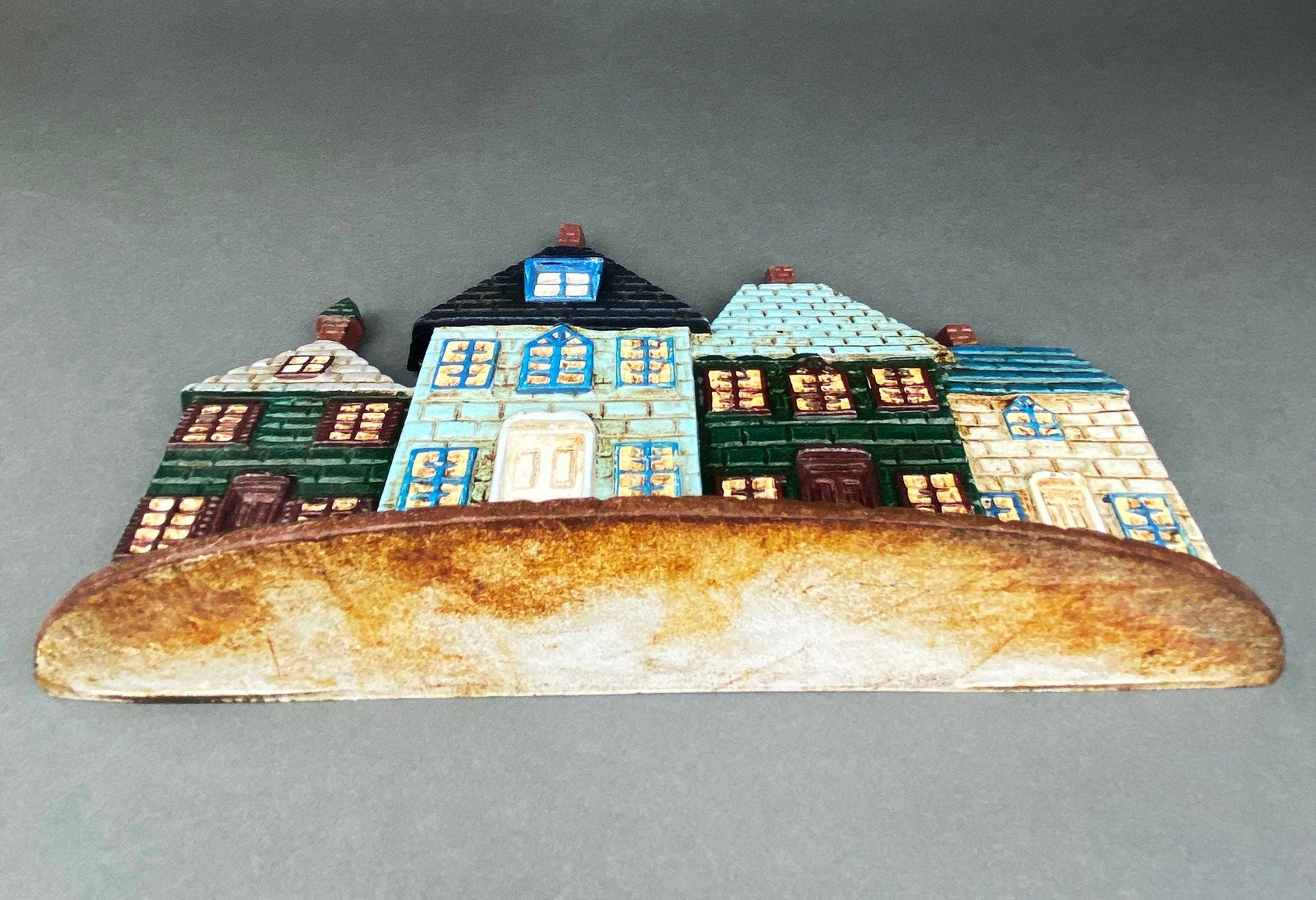 Door Stopper Shaped like Row of Houses. Vintage, Cast Iron Stopper. - Tampa Home & Garden Store