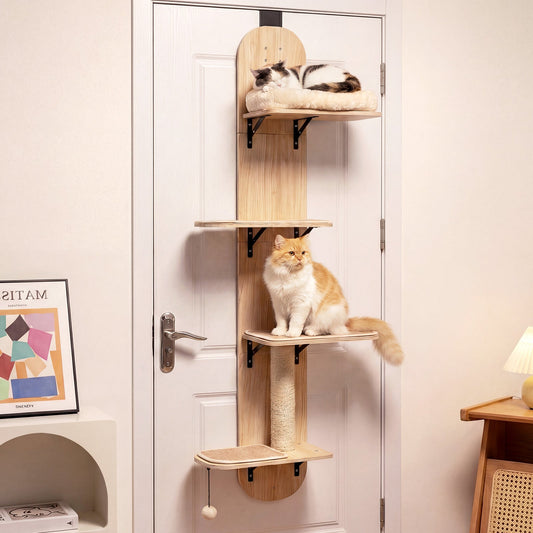 Door Hanging Cat Climber 4-level Height Adjustable with Plush Bed - Tampa Home & Garden Store