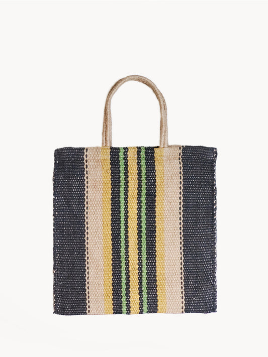 Dora Jute Tote Bag - Multi Navy - Tampa Home & Garden Store
