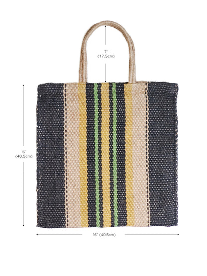 Dora Jute Tote Bag - Multi Navy - Tampa Home & Garden Store