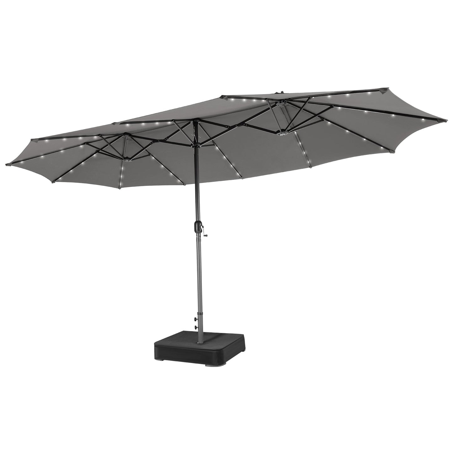 Sombrilla de patio de doble cara de 15 pies con 48 luces LED - Beige