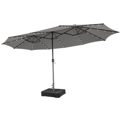 Sombrilla de patio de doble cara de 15 pies con 48 luces LED - Beige