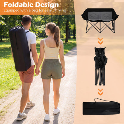 GemGear double camping chair with cup holders, mesh pockets, carry bag for easy transport on Tampa Home & Garden Store