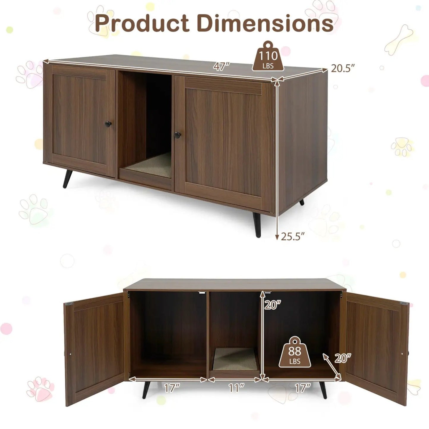 Double Cat Litter Enclosure With Scratching Pad