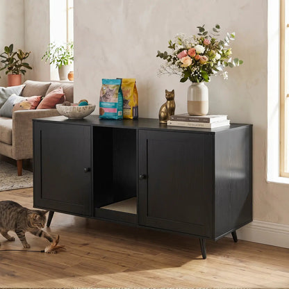 Double Cat Litter Enclosure With Scratching Pad