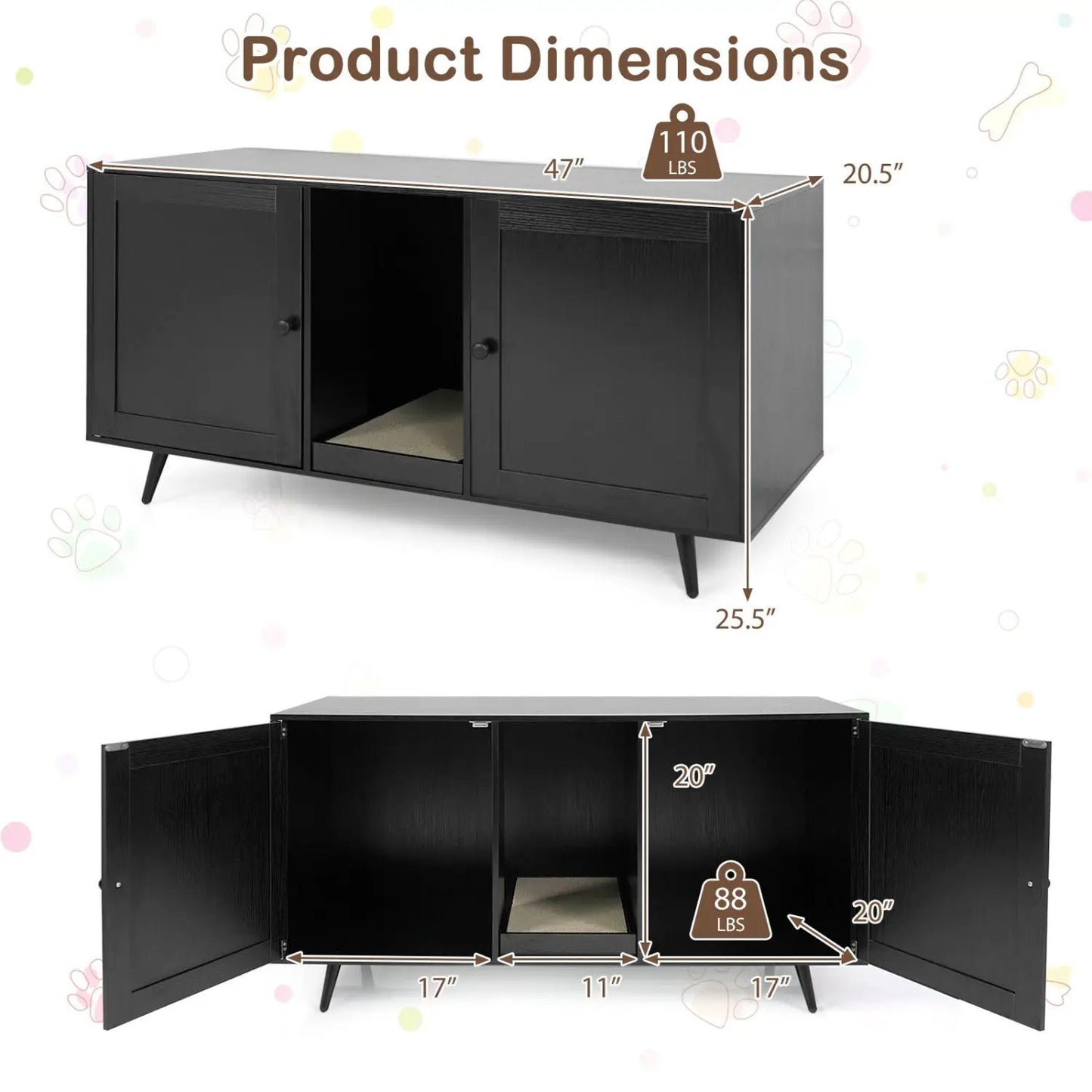Double Cat Litter Enclosure With Scratching Pad