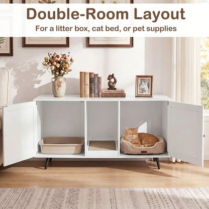 Double Cat Litter Enclosure With Scratching Pad