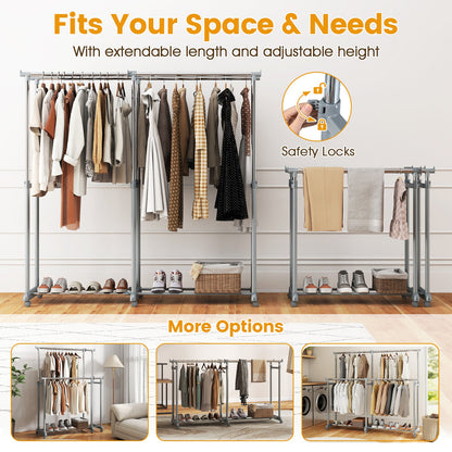 Double Rod Clothes Rack Heavy-Duty Metal Garment Rack