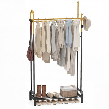 Double Rods Garment Rack for Hanging Clothes-Gold