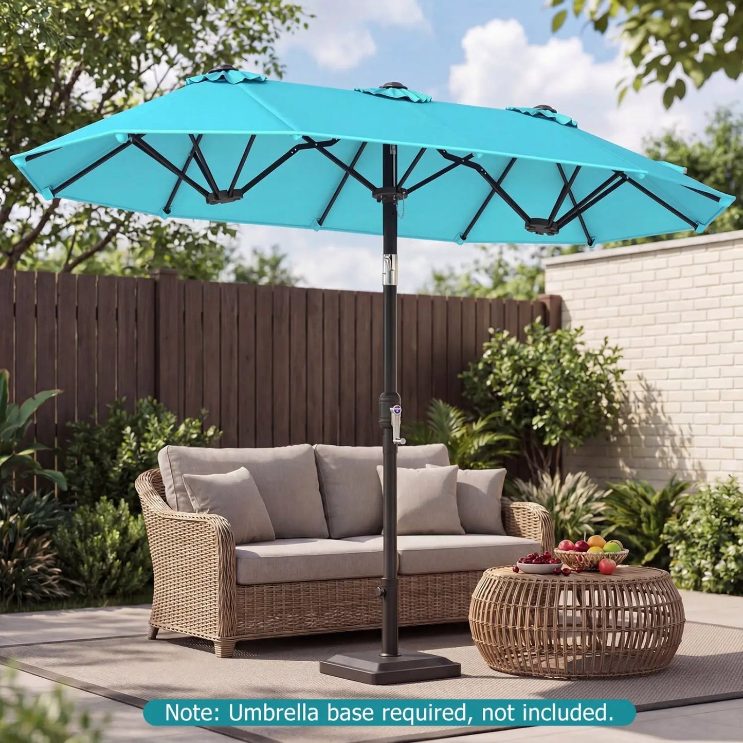 Double Sided Patio Umbrella Adjustable Tilt Crank