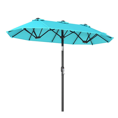 Double Sided Patio Umbrella Adjustable Tilt Crank