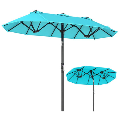 Double Sided Patio Umbrella Adjustable Tilt Crank