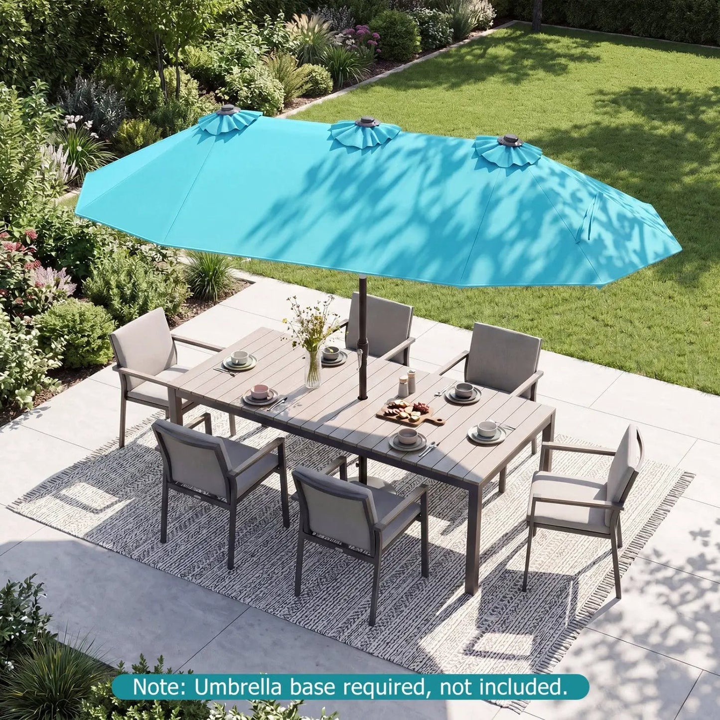 Double Sided Patio Umbrella Adjustable Tilt Crank