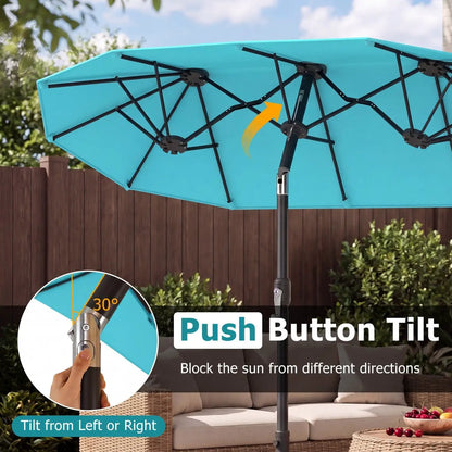 Double Sided Patio Umbrella Adjustable Tilt Crank